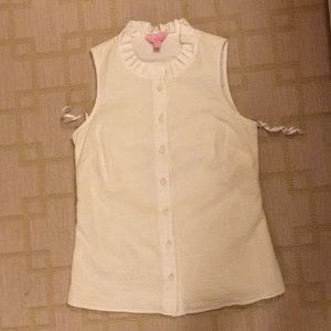Lilly Pulitzer, white blouse, sleeveless, size 6